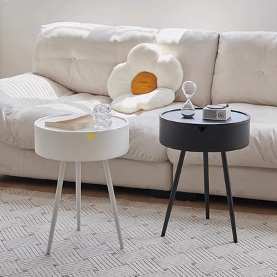 Zeitgenössischer skandinavischer runder Plastiktisch mit 1 Ablage für das Wohnzimmer 