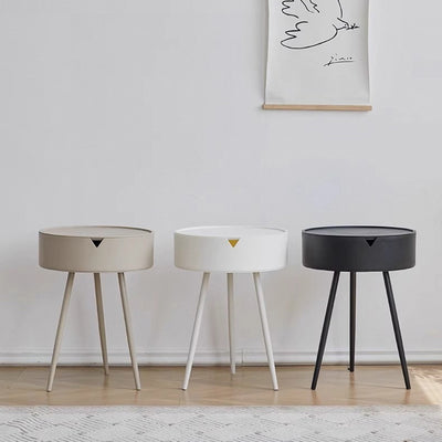 Zeitgenössischer skandinavischer runder Plastiktisch mit 1 Ablage für das Wohnzimmer 