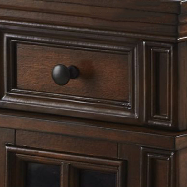 Traditioneller kolonialer Säulentisch aus massivem Holz mit 1 Schublade und Schrank für das Wohnzimmer 