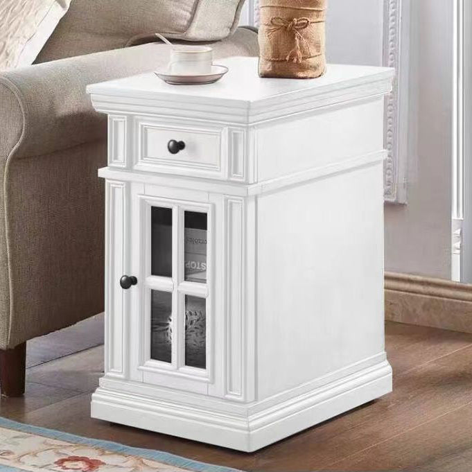 Traditioneller kolonialer Säulentisch aus massivem Holz mit 1 Schublade und Schrank für das Wohnzimmer 