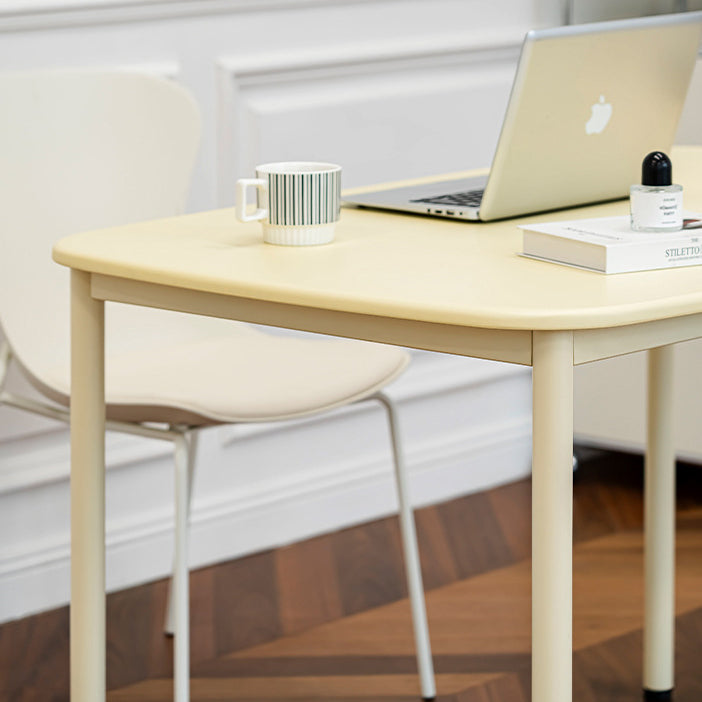 Modern Minimalist Solid Wood Geometric Rectangular Top Iron Legs Dining Table For Living Room