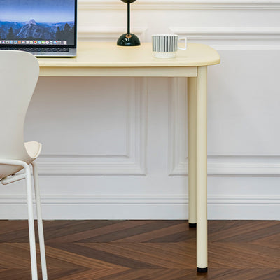 Modern Minimalist Solid Wood Geometric Rectangular Top Iron Legs Dining Table For Living Room