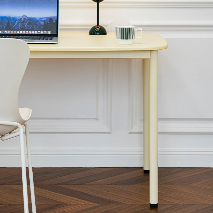 Modern Minimalist Solid Wood Geometric Rectangular Top Iron Legs Dining Table For Living Room