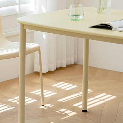 Modern Minimalist Solid Wood Geometric Rectangular Top Iron Legs Dining Table For Living Room