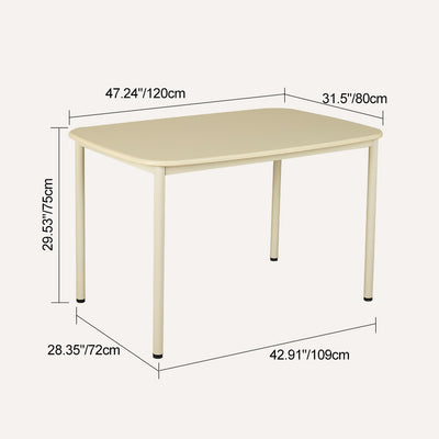 Modern Minimalist Solid Wood Geometric Rectangular Top Iron Legs Dining Table For Living Room