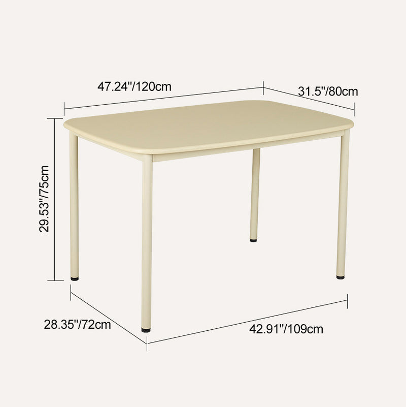 Modern Minimalist Solid Wood Geometric Rectangular Top Iron Legs Dining Table For Living Room