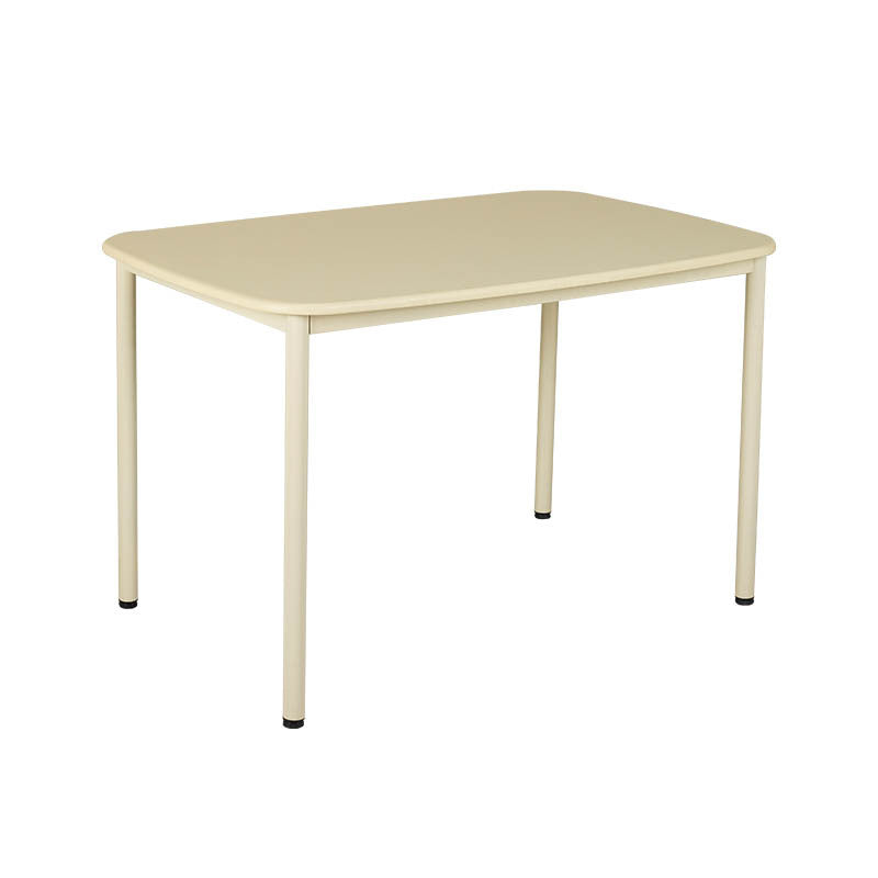 Modern Minimalist Solid Wood Geometric Rectangular Top Iron Legs Dining Table For Living Room
