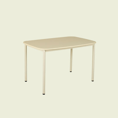 Modern Minimalist Solid Wood Geometric Rectangular Top Iron Legs Dining Table For Living Room