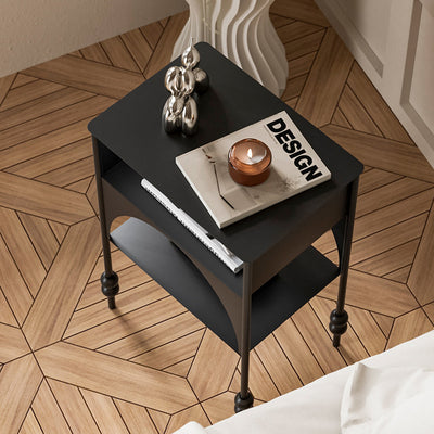 Table de nuit cubique minimaliste moderne en panneau de fibres à densité moyenne avec 1 tiroir pour chambre 