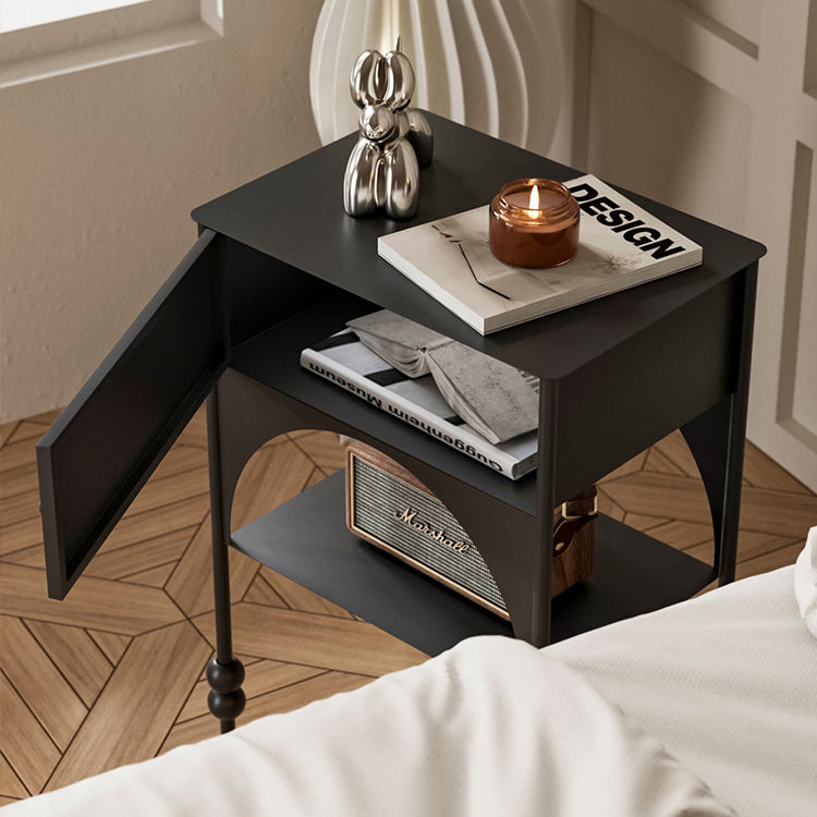 Table de nuit cubique minimaliste moderne en panneau de fibres à densité moyenne avec 1 tiroir pour chambre 