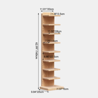 رفوف زاوية خشب مطاطية يابانية تقليدية 5/9 طبقات لرفوف الوقوف للدراسة 