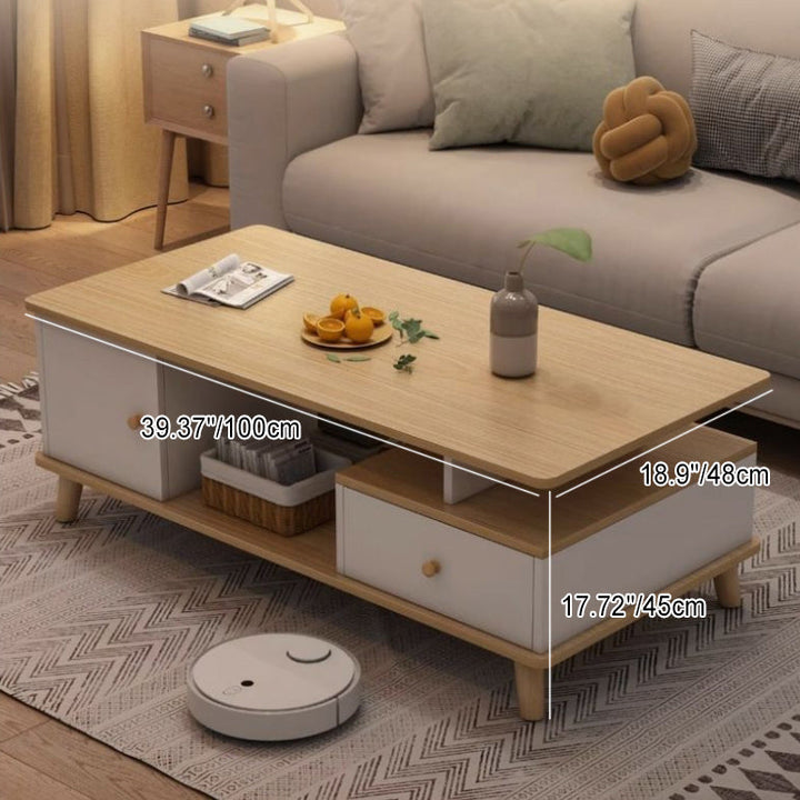 モダンミニマル 長方形 MDF・パイン材脚 コーヒーテーブル リビングルーム用 