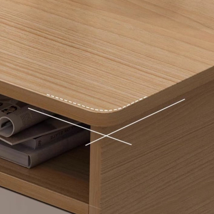 Moderner minimalistischer rechteckiger Couchtisch aus MDF mit Beinen aus Kiefernholz für das Wohnzimmer 
