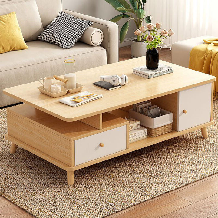 モダンミニマル 長方形 MDF・パイン材脚 コーヒーテーブル リビングルーム用 