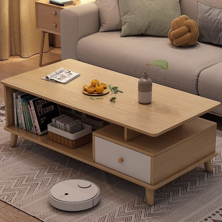モダンミニマル 長方形 MDF・パイン材脚 コーヒーテーブル リビングルーム用 