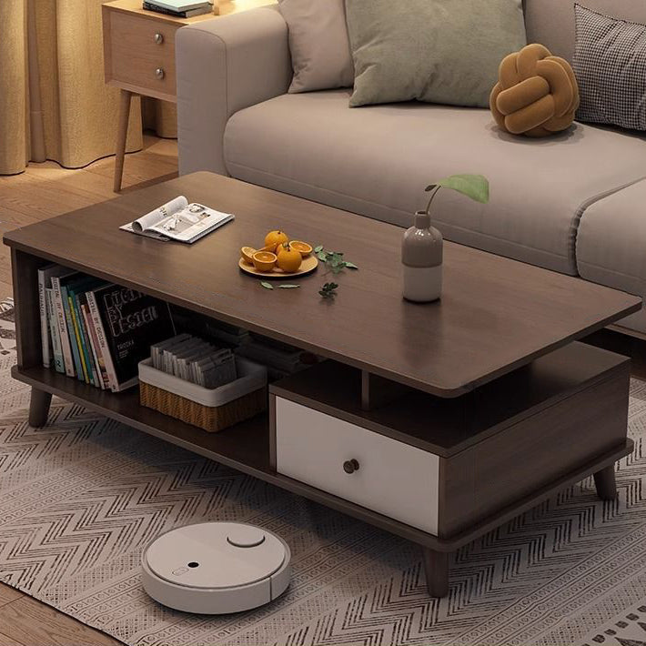 モダンミニマル 長方形 MDF・パイン材脚 コーヒーテーブル リビングルーム用 