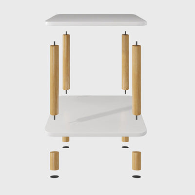 Table d'appoint moderne minimaliste carrée rectangulaire en bois et pierre à 2 niveaux pour salon 