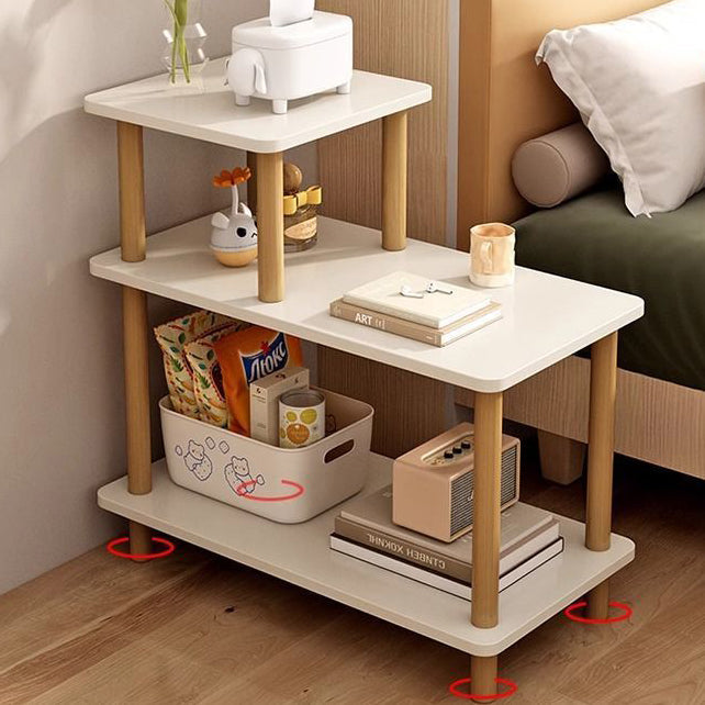 Modern Minimalist Rectangular Square MDF Bamboo Side Table 3-Tier For Living Room