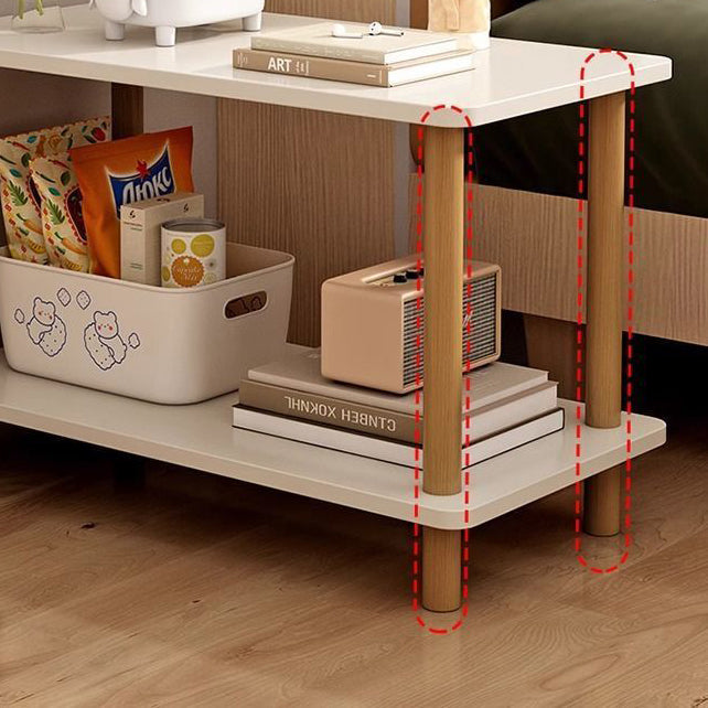 Modern Minimalist Rectangular Square MDF Bamboo Side Table 3-Tier For Living Room
