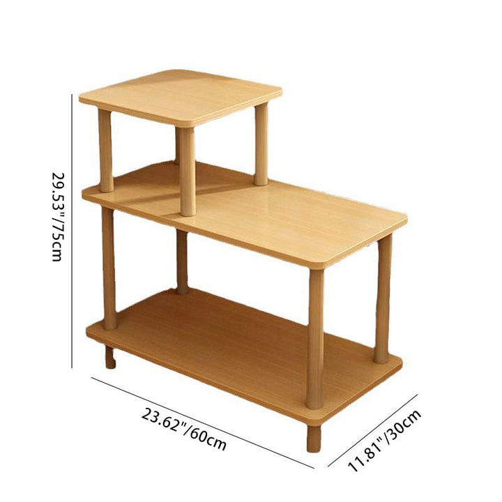 Modern Minimalist Rectangular Square MDF Bamboo Side Table 3-Tier For Living Room