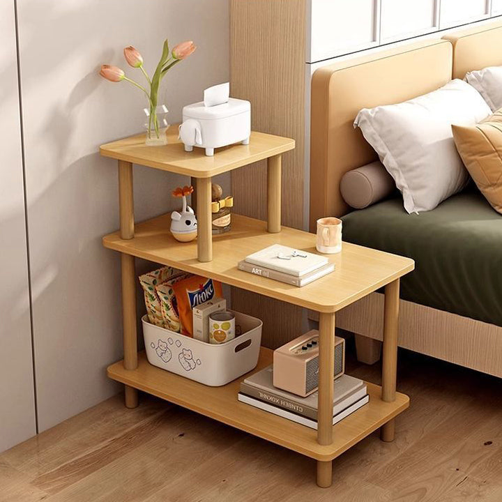 Modern Minimalist Rectangular Square MDF Bamboo Side Table 3-Tier For Living Room