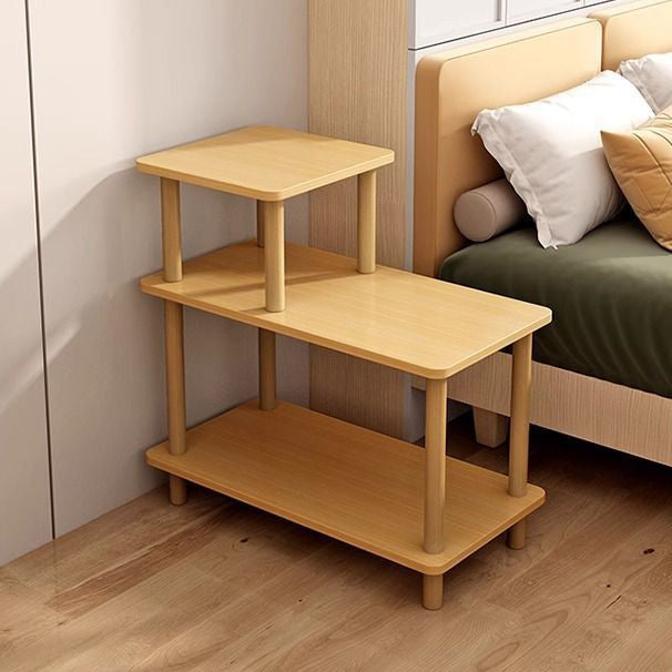 Modern Minimalist Rectangular Square MDF Bamboo Side Table 3-Tier For Living Room