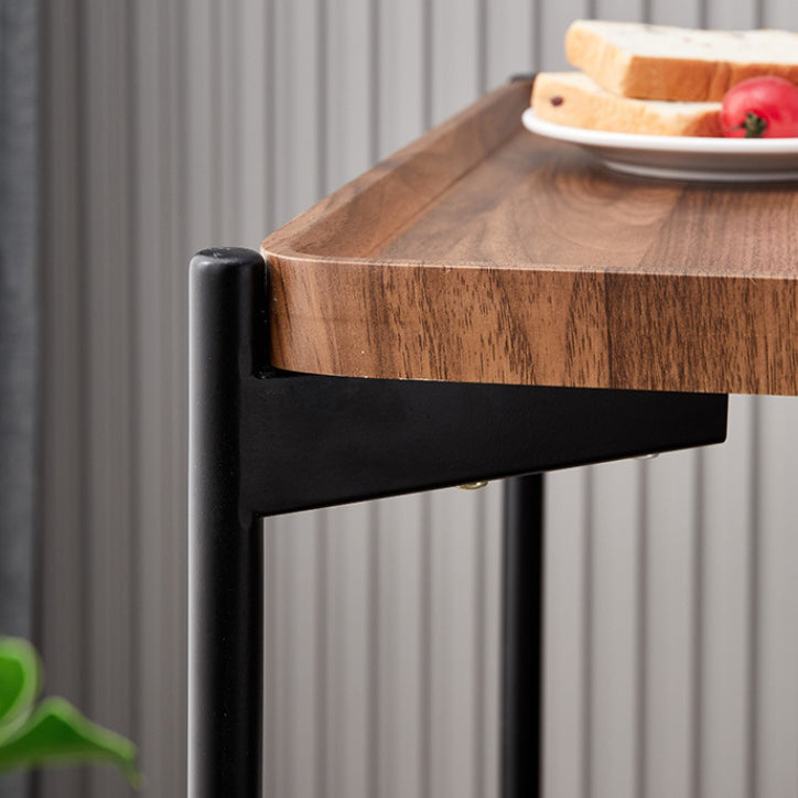 Modern Minimalist Rectangular Square MDF Iron Side Table 2-Tier For Living Room