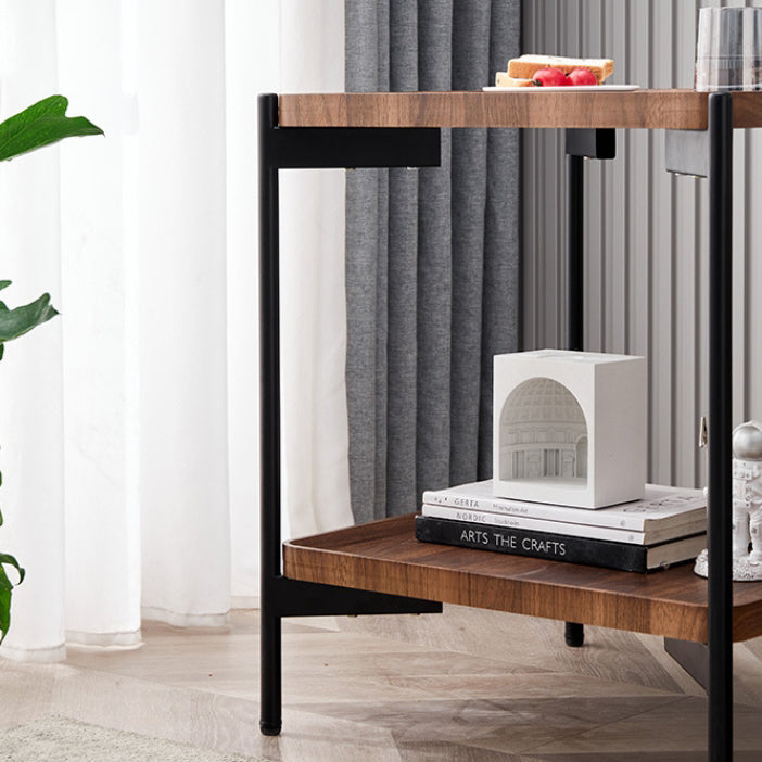 Modern Minimalist Rectangular Square MDF Iron Side Table 2-Tier For Living Room