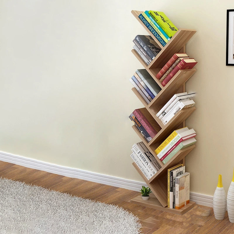 أرفف كتب خشبية مستطيلة شجرة إبداعية معاصرة 5/9 طبقة للمكتب المنزلي 