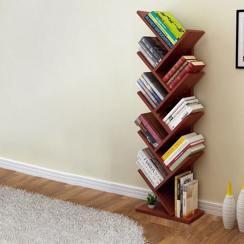 أرفف كتب خشبية مستطيلة شجرة إبداعية معاصرة 5/9 طبقة للمكتب المنزلي 