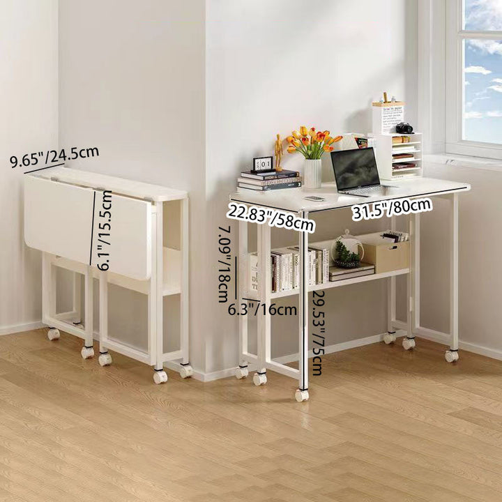Modern Minimalist Moveable Foldable Rectangular Wood Panel Desk For Home Office