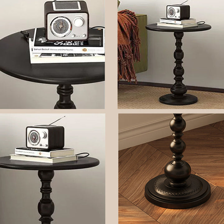 Mesa Auxiliar Cilíndrica de Hierro Vintage Tradicional para Sala de Estar 