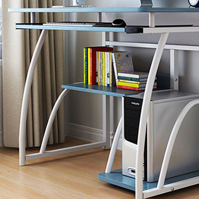 Moderner minimalistischer rechteckiger Schreibtisch aus Eisen-Dichteplatte mit 3 Ebenen für das Home Office 