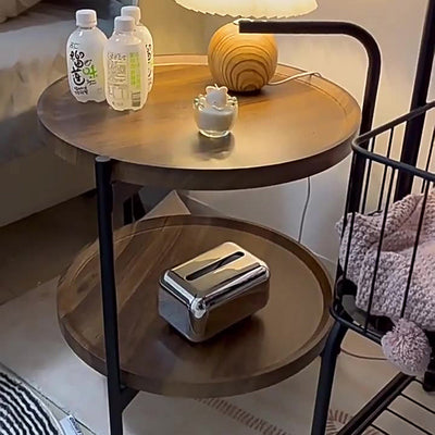 Table d'appoint contemporain scandinave amovible à plateau en métal à densité ronde à 2 niveaux pour salon 