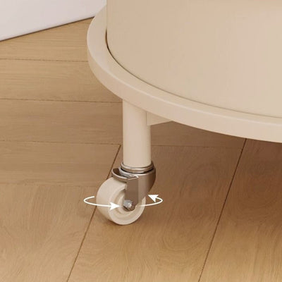 Table d'appoint contemporaine scandinave amovible en crème, cylindre rond en fer, acier inoxydable, verre, à 2 niveaux pour chambre 
