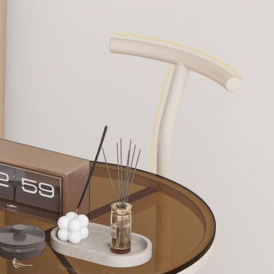 Table d'appoint contemporaine scandinave amovible en crème, cylindre rond en fer, acier inoxydable, verre, à 2 niveaux pour chambre 