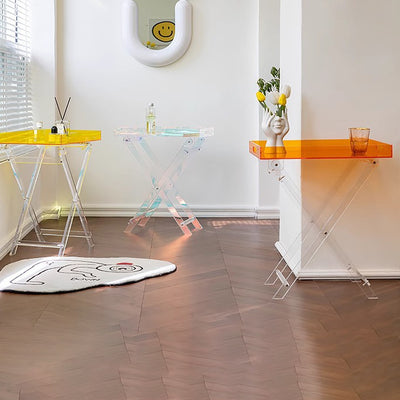 Table d'appoint rectangulaire arc-en-ciel pliable en acrylique minimaliste moderne pour salon 