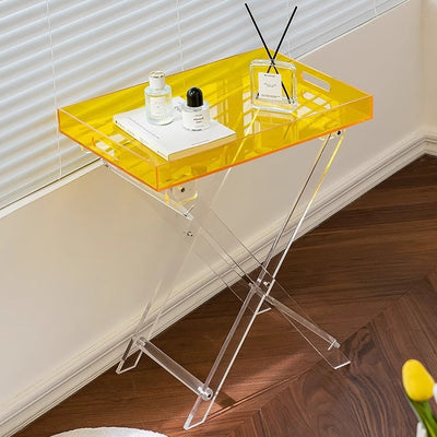 Table d'appoint rectangulaire arc-en-ciel pliable en acrylique minimaliste moderne pour salon 
