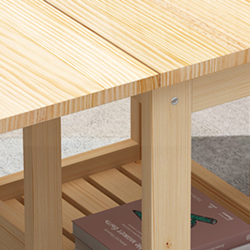 Mesa de café rectangular de madera moderna minimalista plegable y expandible de 2 niveles para sala de estar 