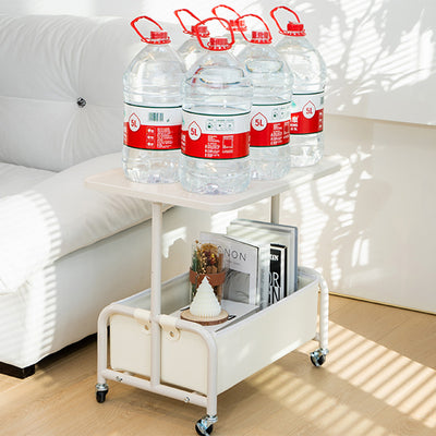 Mesa auxiliar rectangular de hierro y vidrio con losa de piedra removible nórdica contemporánea de 2 niveles para sala de estar 