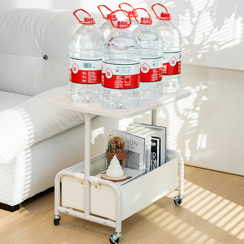 Mesa auxiliar rectangular de hierro y vidrio con losa de piedra removible nórdica contemporánea de 2 niveles para sala de estar 