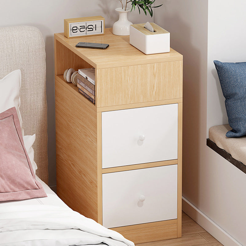 Modern Minimalist Rectangular MDF Nightstand 1/2 Drawer For Bedroom