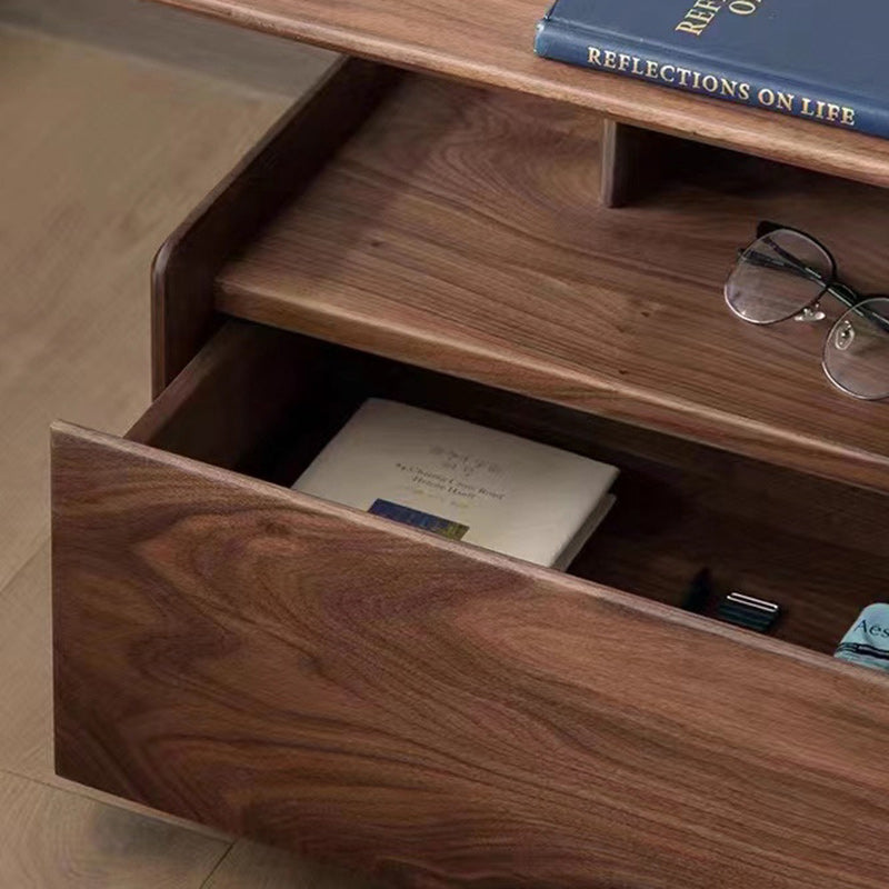 Mesita de noche tradicional vintage de madera de nogal y madera de cerezo, cuadrada y rectangular, con 1 cajón para dormitorio 