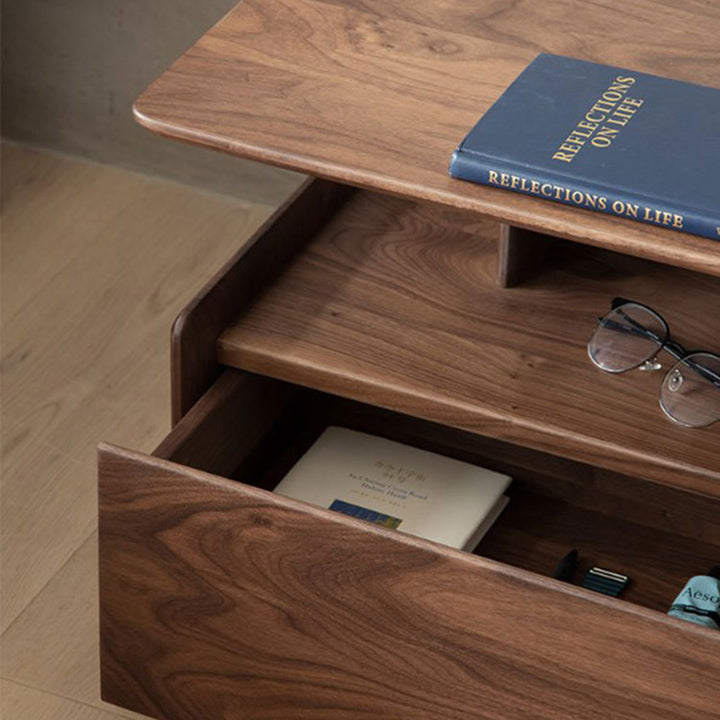 Mesita de noche tradicional vintage de madera de nogal y madera de cerezo, cuadrada y rectangular, con 1 cajón para dormitorio 