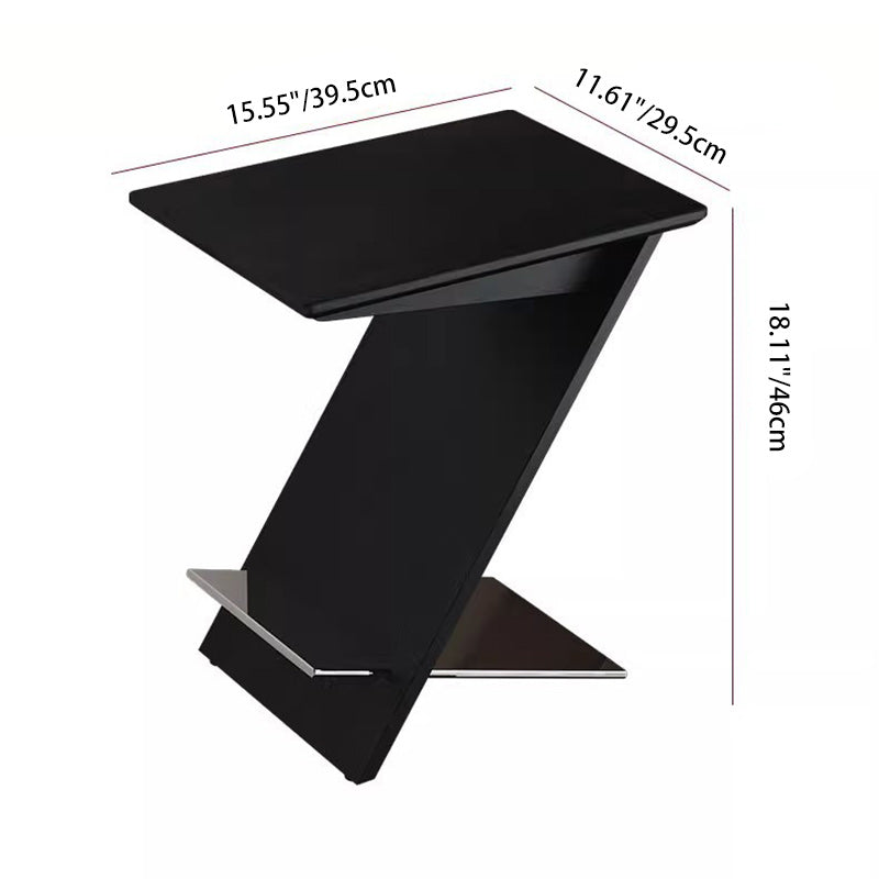 Modern Minimalist Z-shaped Rectangular Wood Metal Side Table For Living Room