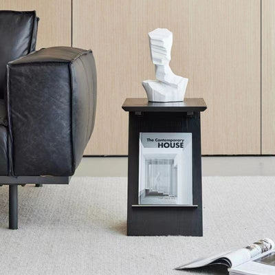 Modern Minimalist Z-shaped Rectangular Wood Metal Side Table For Living Room