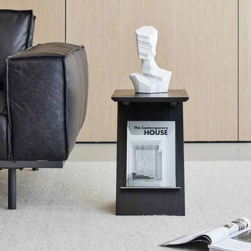 Modern Minimalist Z-shaped Rectangular Wood Metal Side Table For Living Room
