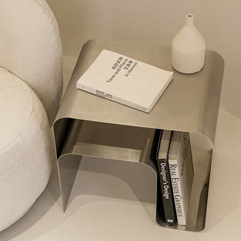 Modern Minimalist Square Arch Iron Side Table 2-Tier For Living Room