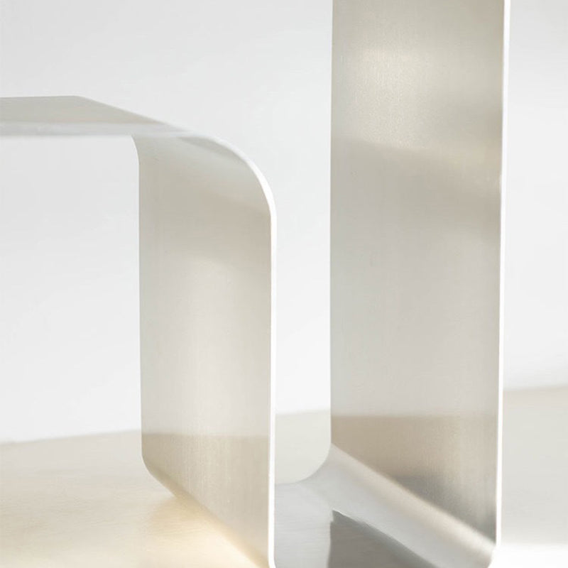 Modern Minimalist Square Arch Iron Side Table 2-Tier For Living Room