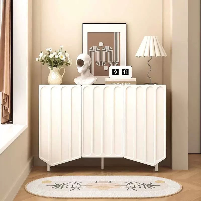 Contemporary Nordic Cream Rectangular Artificial Panel Shoe Storage 2/3 Cabinet For Entryways